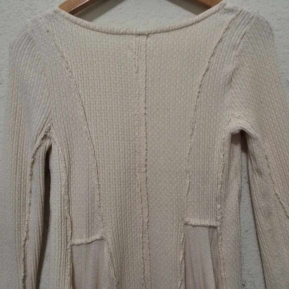 Free People Primrose Ivory Thermal Top S Asymmetrical Ruffle Hem Fairy Boho - Picture 6 of 8